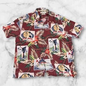 Tommy Bahama Christmas XL Silk Red Marlin Santa Seasons Greetings Hawaiian Shirt